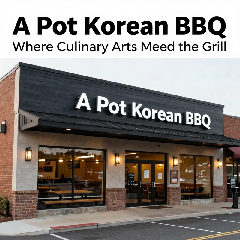 An inviting view of the A Pot Korean BBQ restaurant exterior in Glassboro, NJ.