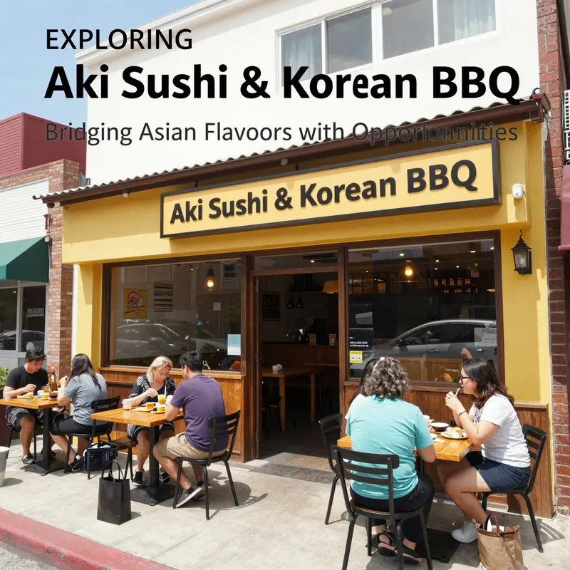 A welcoming view of Aki Sushi & Korean BBQ, showcasing its inviting atmosphere.