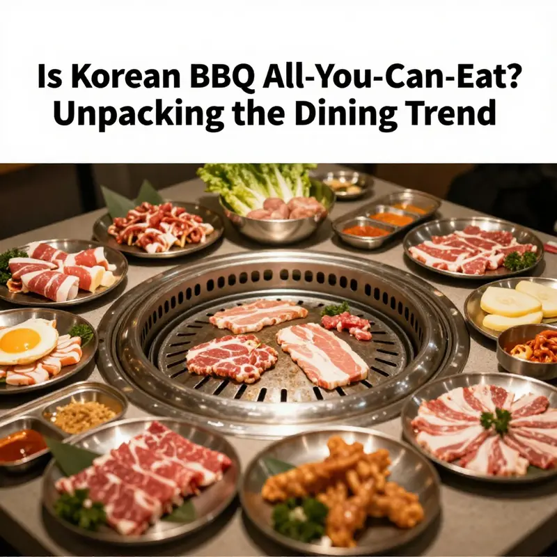 Diners enjoying a vibrant all-you-can-eat Korean BBQ experience with diverse culinary options.