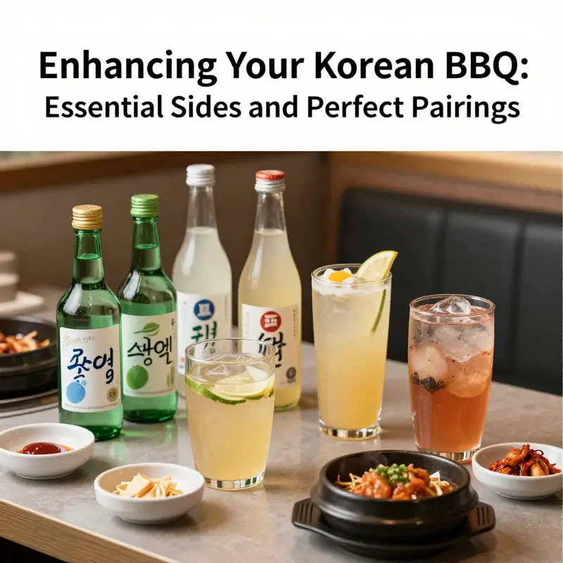 A colorful array of essential side dishes that complement Korean BBQ perfectly.
