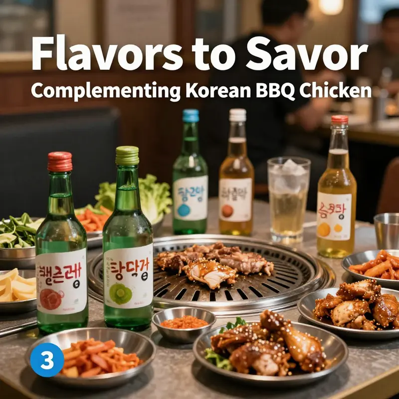 An array of colorful banchan that complements Korean BBQ chicken.