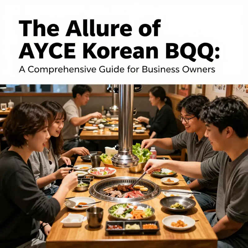An inviting AYCE Korean BBQ table with a variety of meats and side dishes illustrating the dining experience.