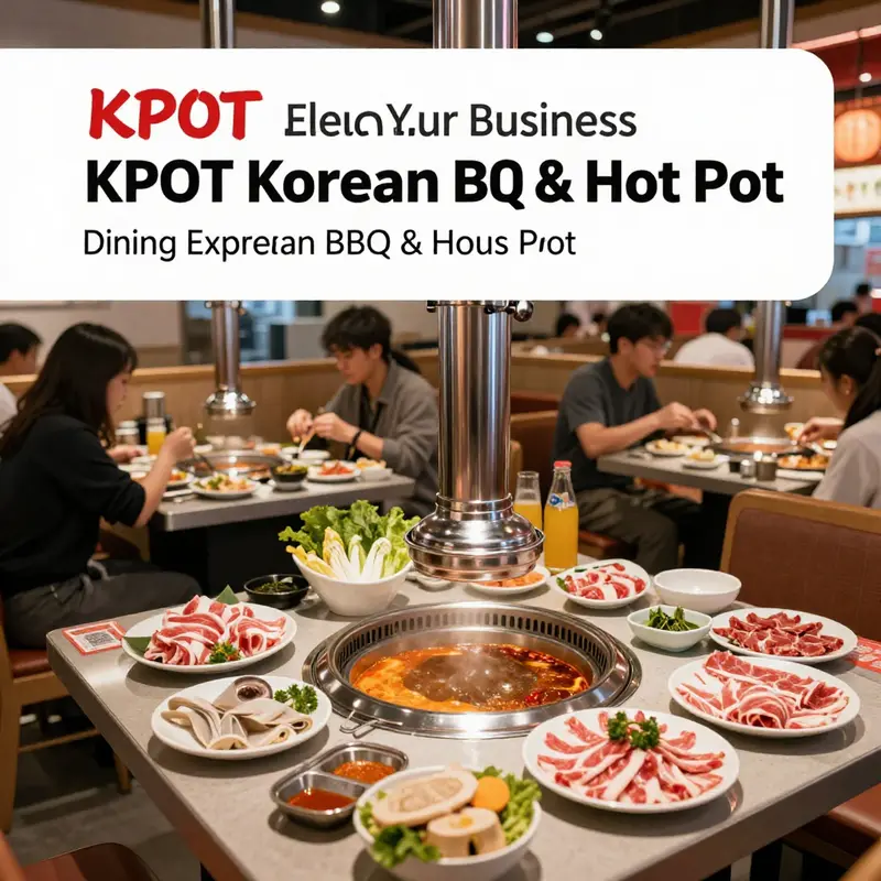 An inviting atmosphere at KPOT, highlighting a diverse selection of meats, seafood, and vegetables for an interactive dining experience.
