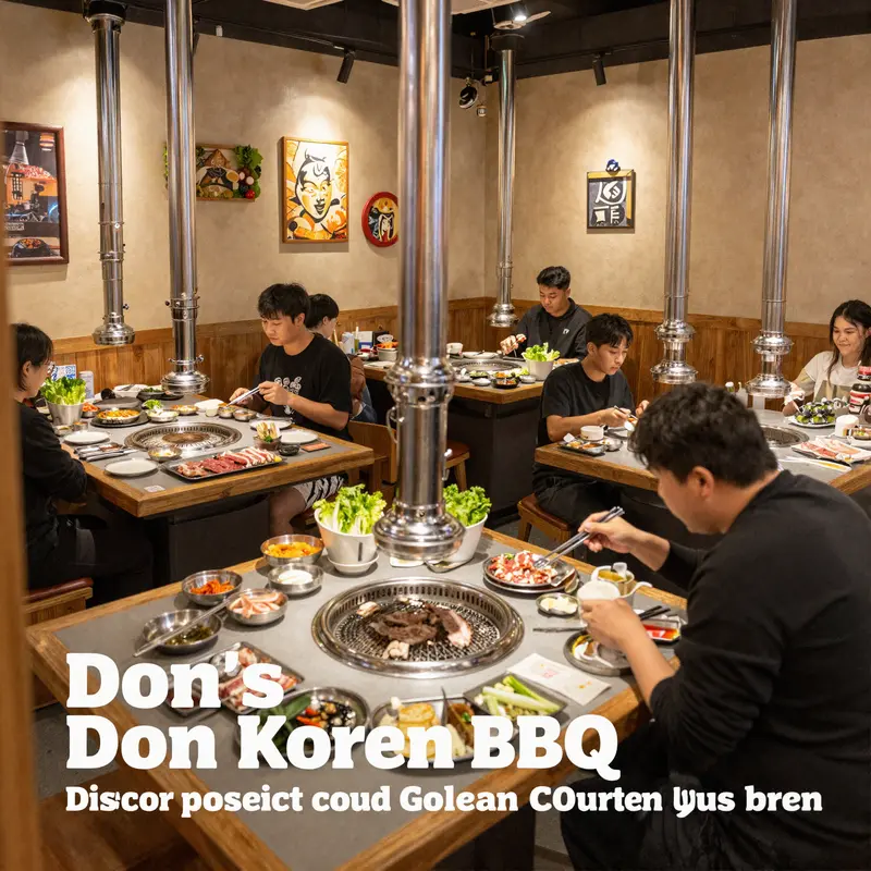 A warm and inviting restaurant atmosphere, highlighting the communal dining aspect of Korean BBQ.