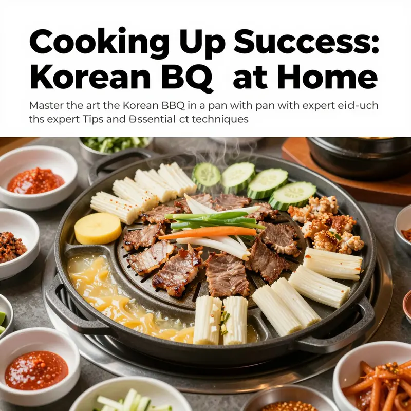 A full Korean BBQ spread with grilled meats, side dishes, and dipping sauces for an authentic dining experience.