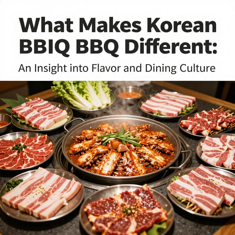 A variety of marinated meats ready for grilling, highlighting the bold flavors of Korean BBQ.