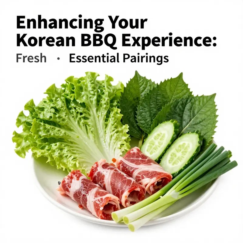 An array of fresh vegetables ideal for wrapping meat, enhancing the Korean BBQ experience.