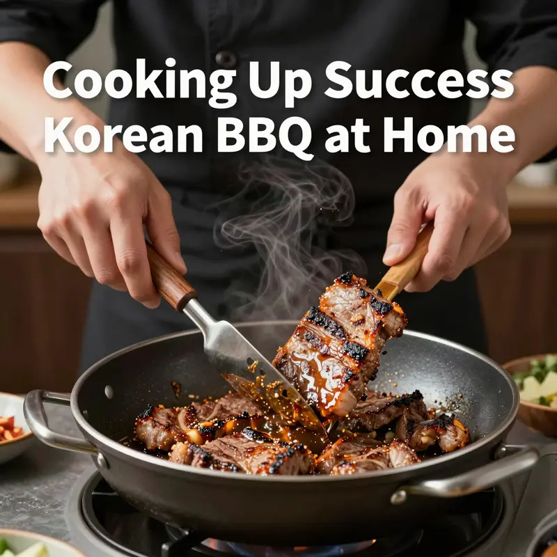 Sizzling Korean BBQ prepared in a pan, showcasing the delicious possibilities of cooking at home.