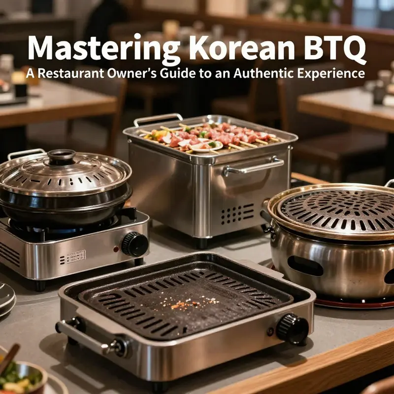 High-quality Korean BBQ grill systems with cast iron inserts ready for an authentic cooking experience.