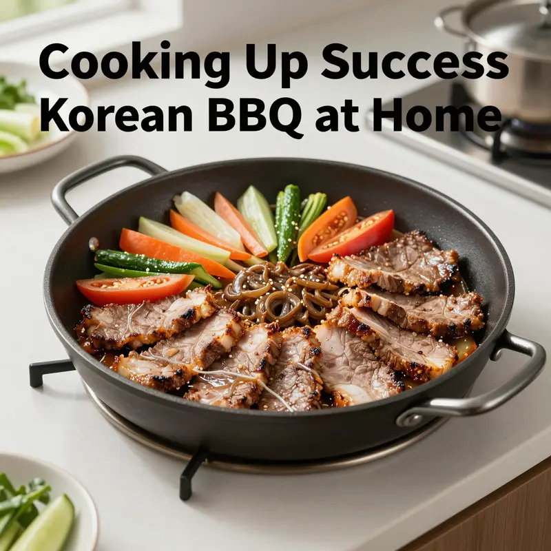 Sizzling Korean BBQ prepared in a pan, showcasing the delicious possibilities of cooking at home.