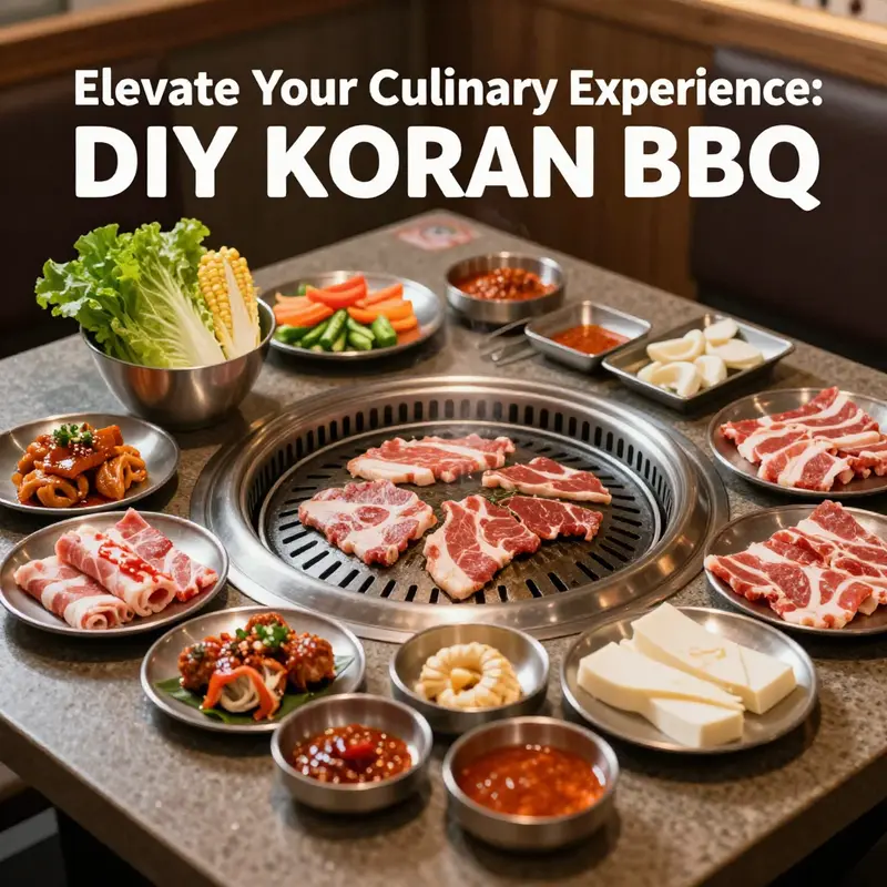 A spread of marinated meats and dipping sauces prepared for an authentic Korean BBQ experience.