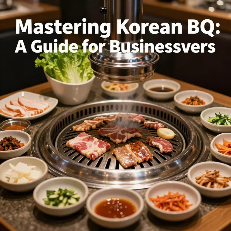 A vibrant Korean BBQ table filled with grilled meats and various side dishes.