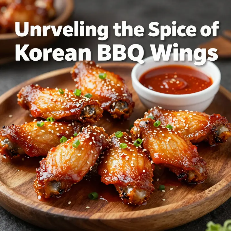 An enticing view of crispy Korean BBQ wings showcasing their signature spicy glaze.