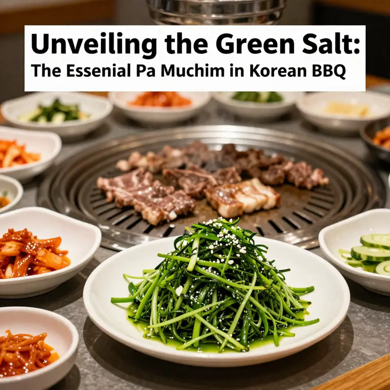A delightful bowl of pa muchim, the signature green onion salad served at Korean BBQ.