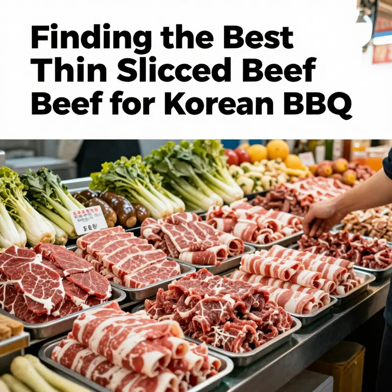 A selection of thin sliced beef options from online grocery platforms for Korean BBQ.