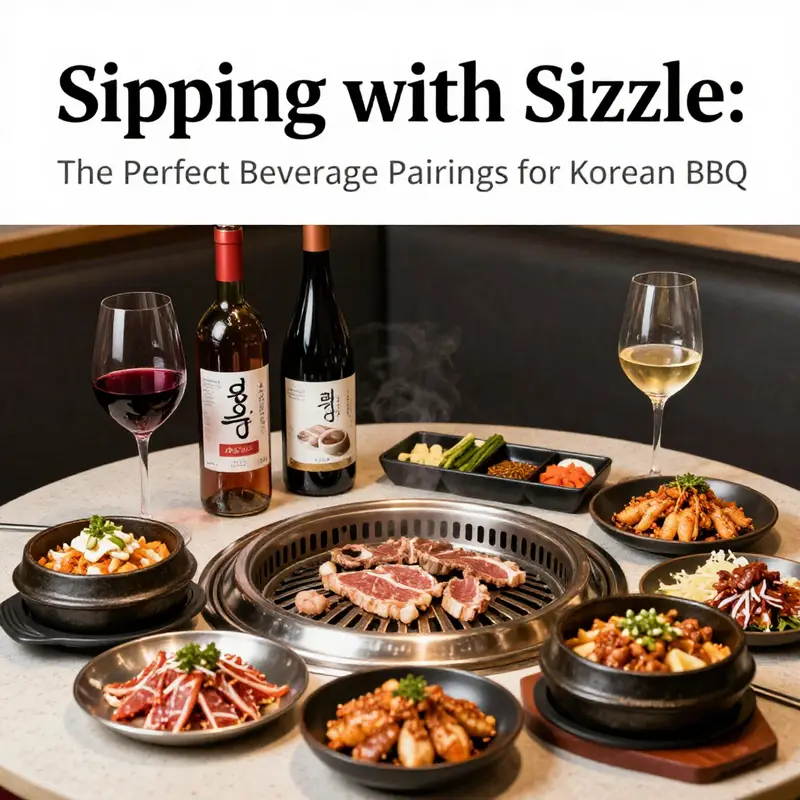 A traditional Korean BBQ setup highlighting soju as the quintessential drink.