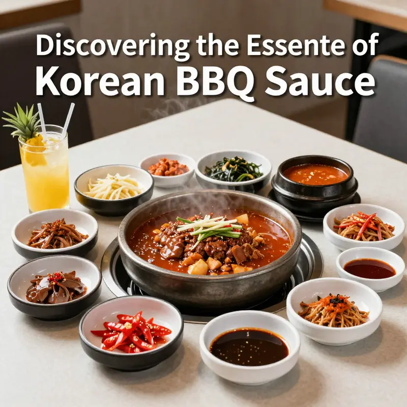 Core ingredients for authentic Korean BBQ sauce are laid out, showcasing the blend of flavors needed for a perfect marinade.