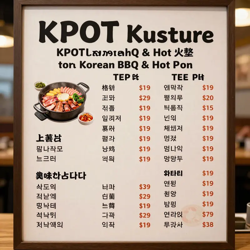 An inviting atmosphere at KPOT, highlighting a diverse selection of meats, seafood, and vegetables for an interactive dining experience.
