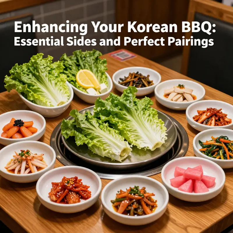 A colorful array of essential side dishes that complement Korean BBQ perfectly.