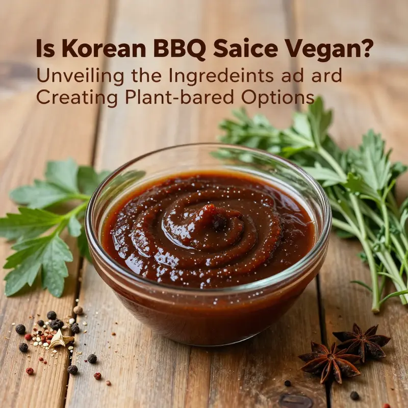 An assortment of key ingredients for Korean BBQ sauce, showcasing options that can be either non-vegan or vegan-friendly.