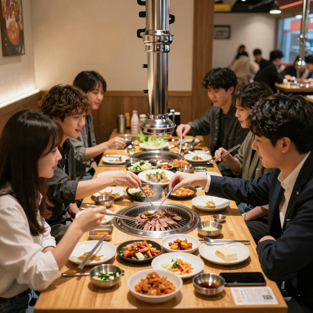 Business Meeting at Korean BBQ