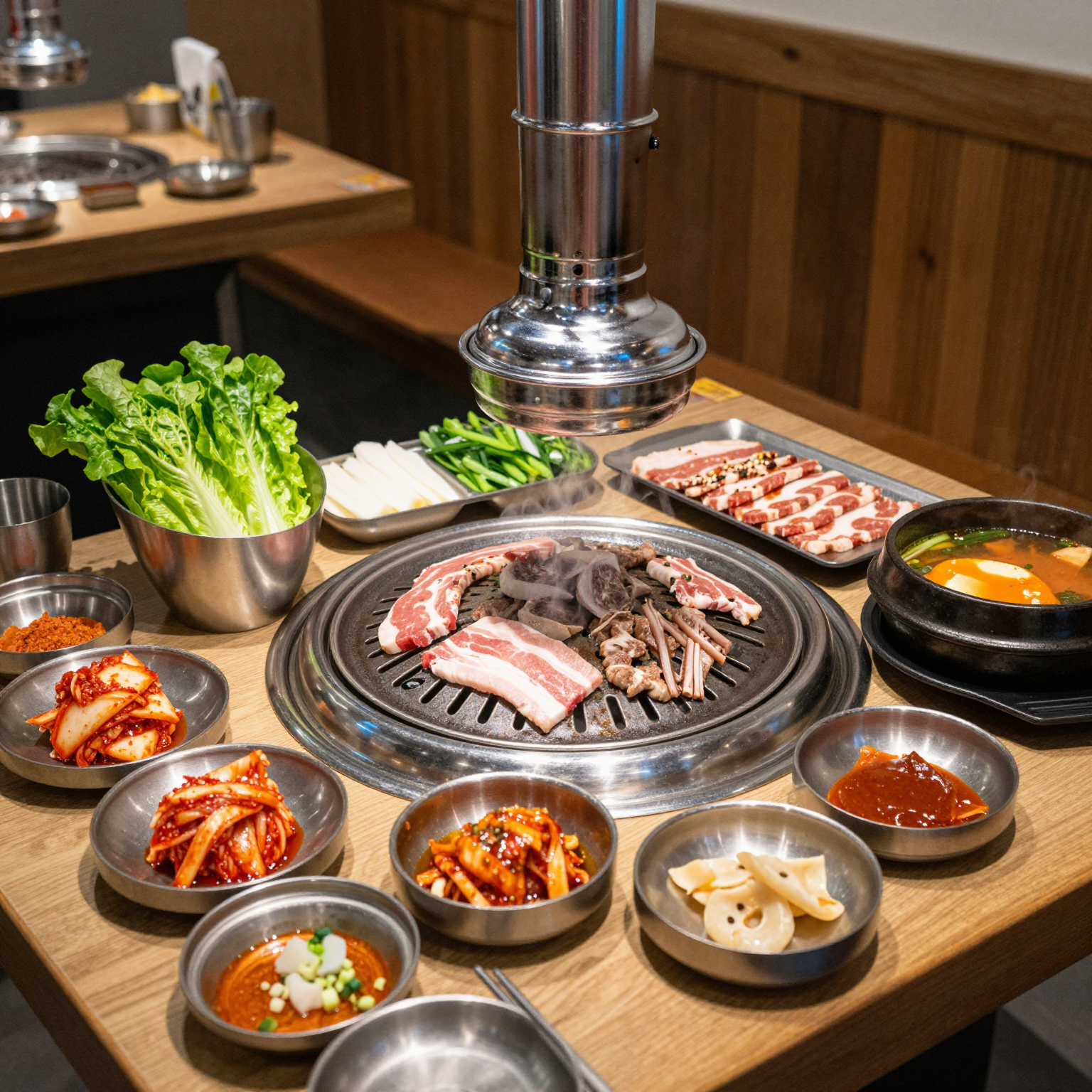 Traditional Korean BBQ Setup