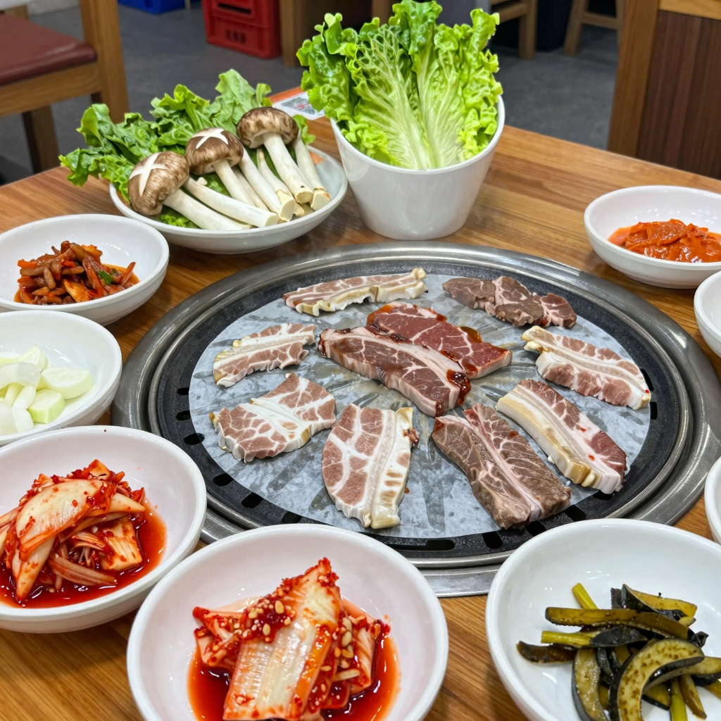Traditional Korean BBQ Setup
