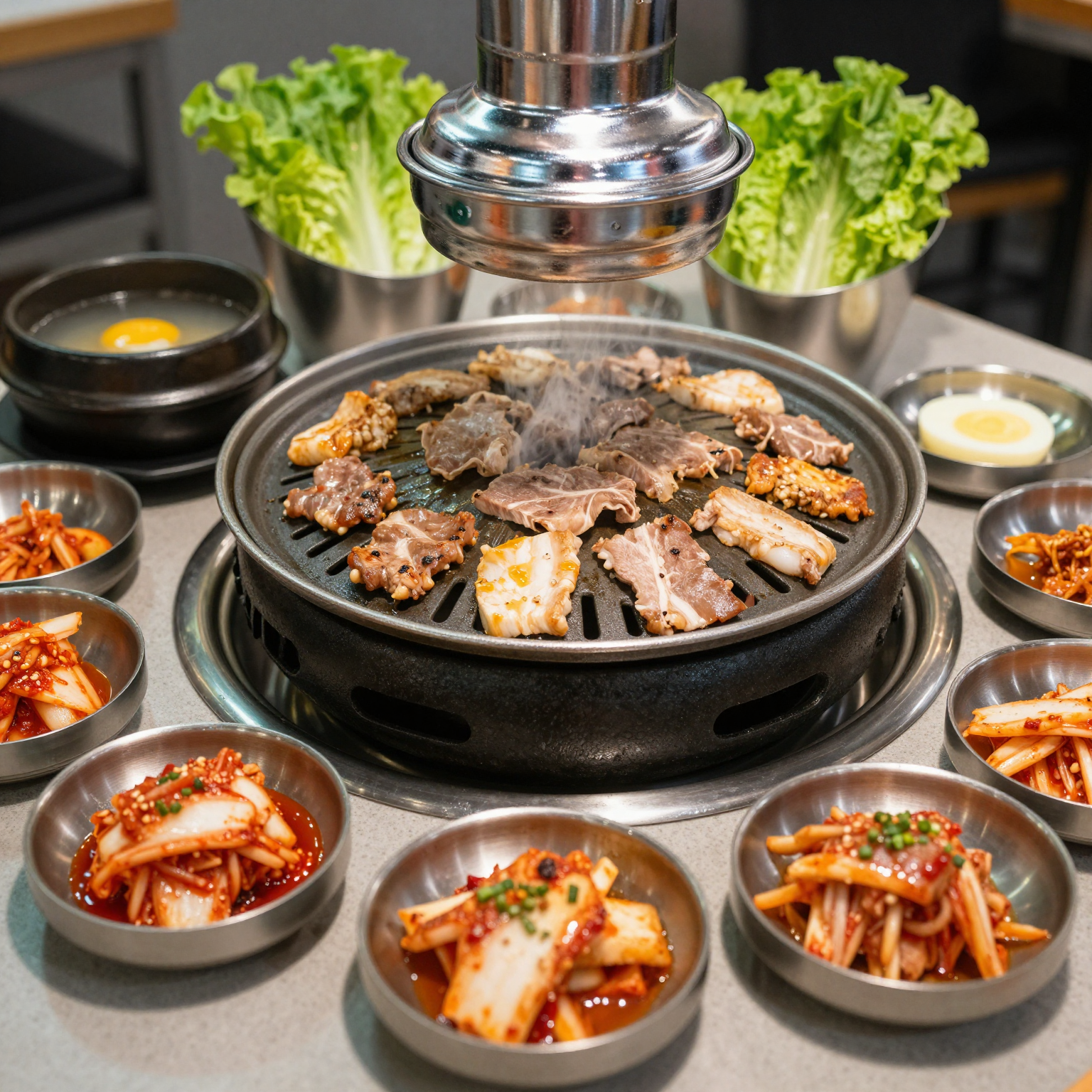 A typical Korean BBQ grill setup