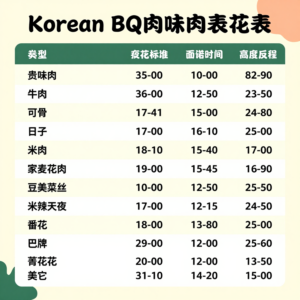 Korean BBQ Cooking Times Comparison
