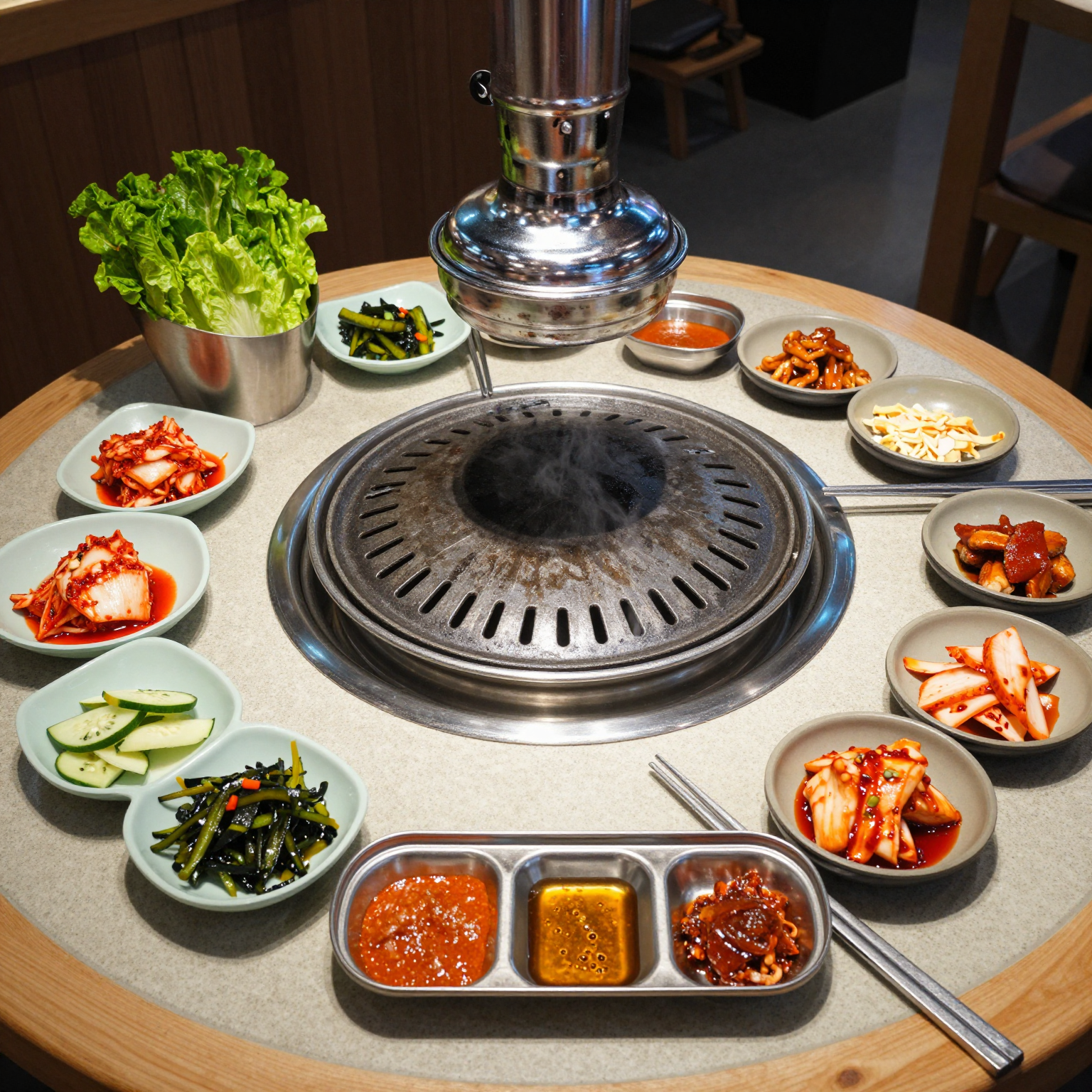 Traditional Korean BBQ setup
