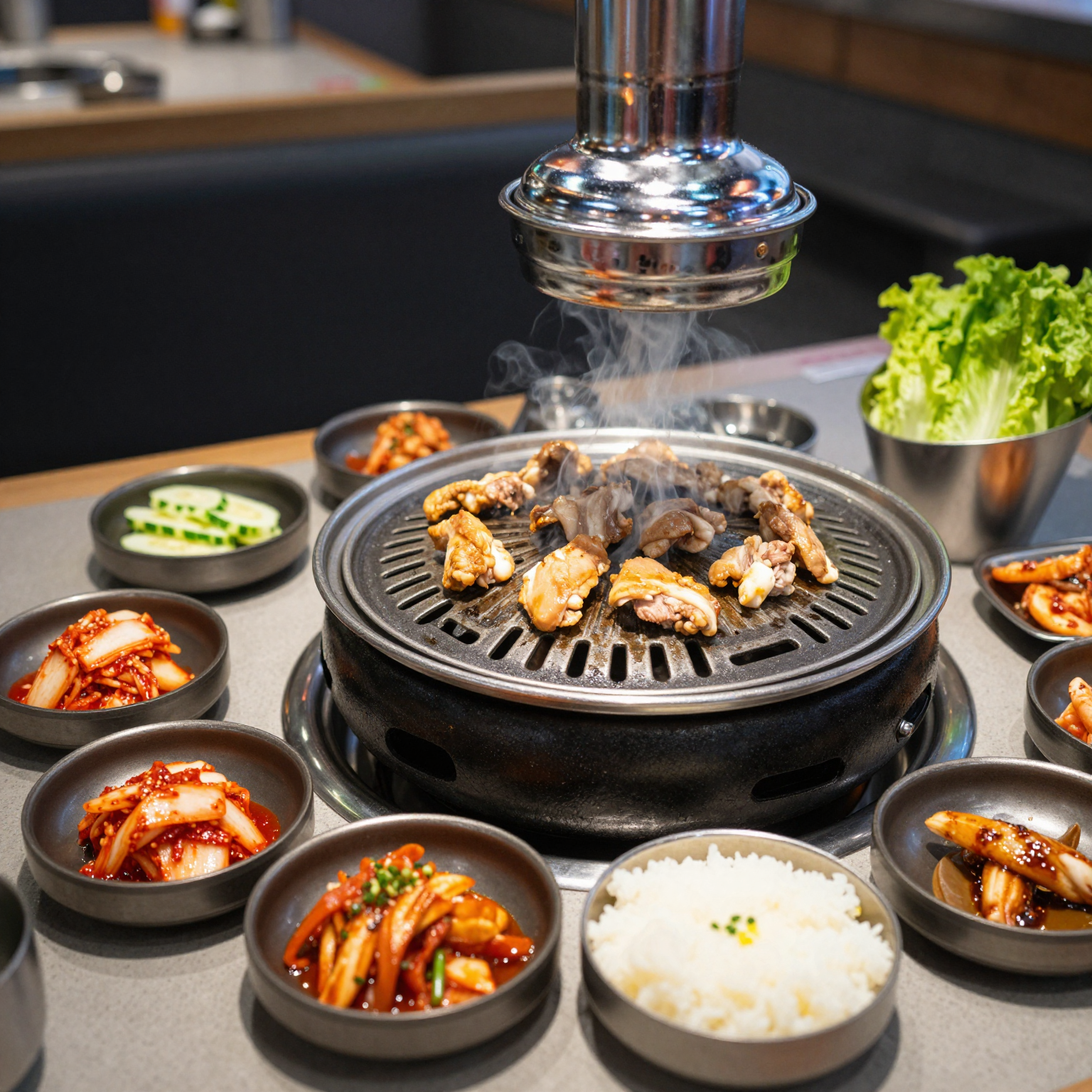 A Korean BBQ grill setup
