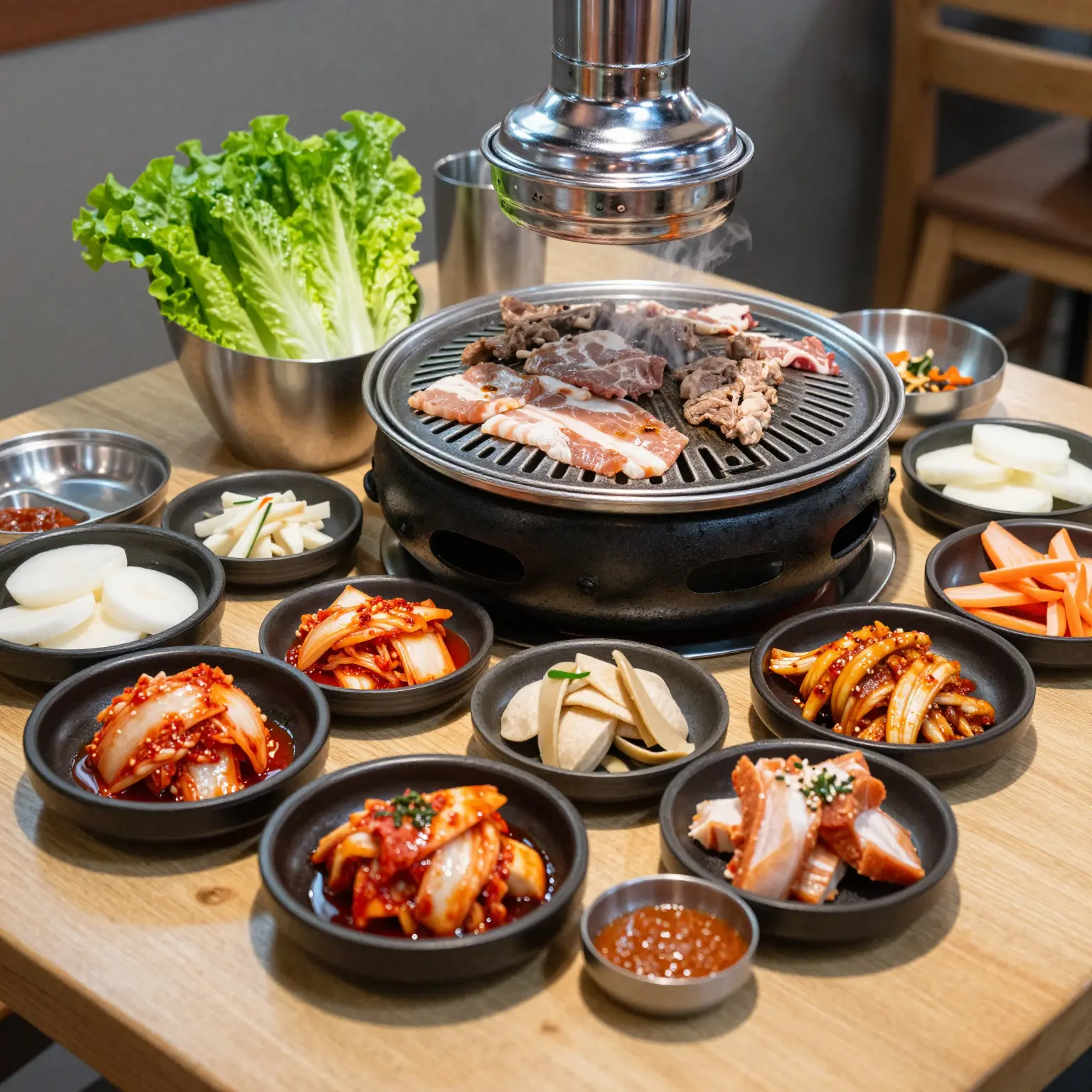 Traditional Korean BBQ Setup