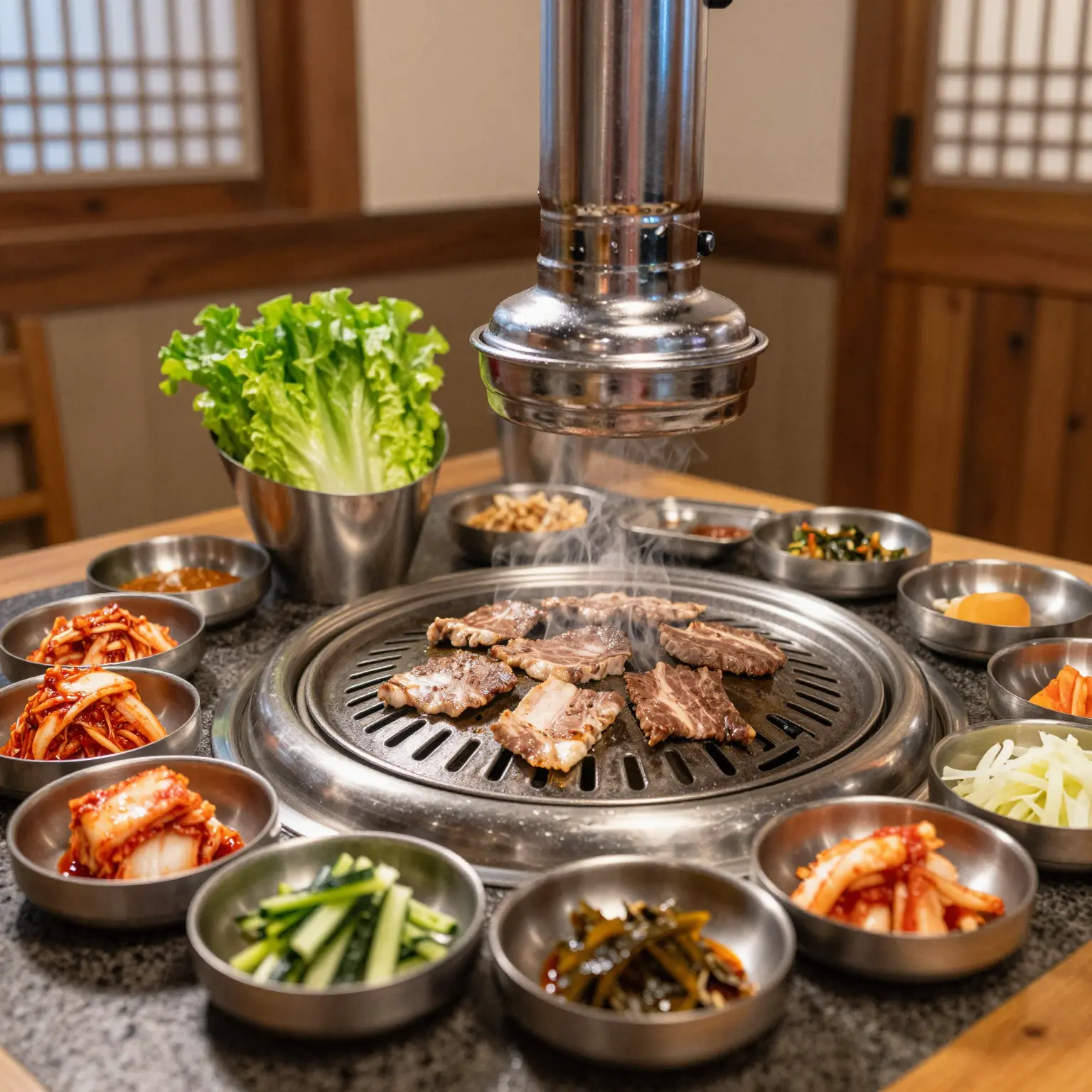 Traditional Korean BBQ Setup