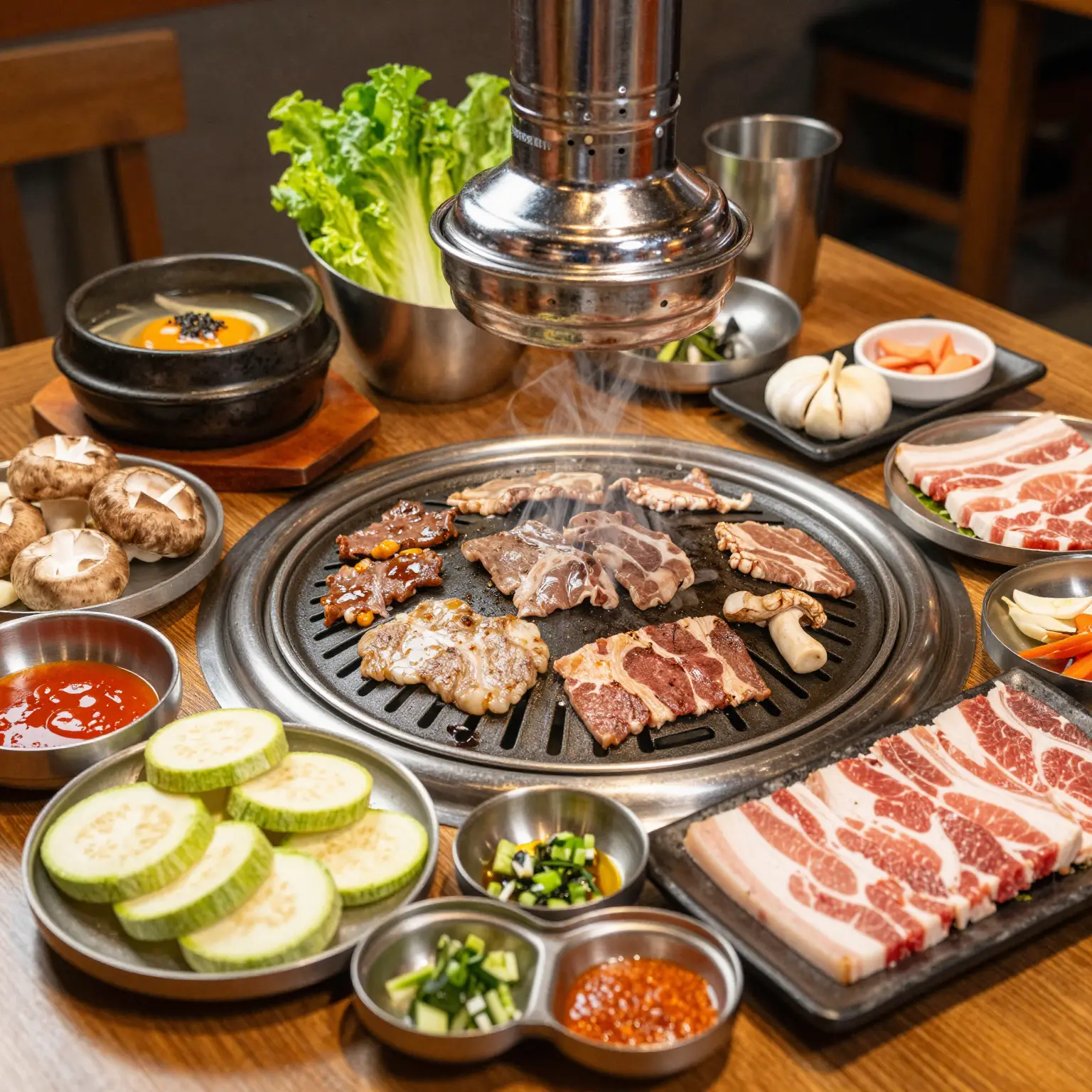 Vibrant Iron Age Korean BBQ Spread