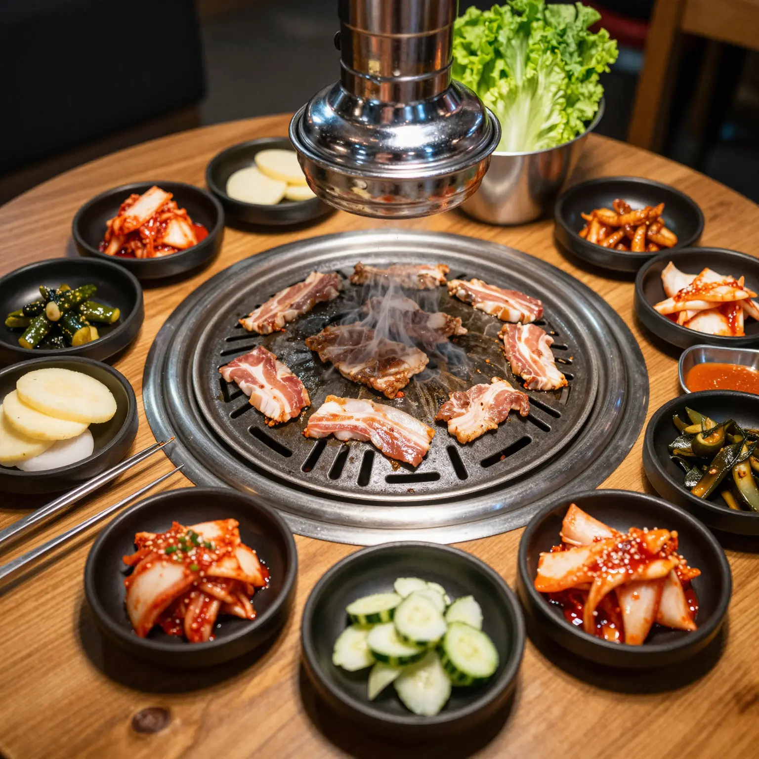 Traditional Korean BBQ Setup
