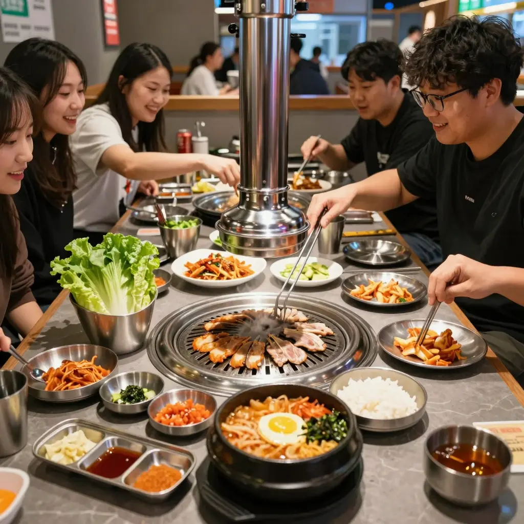 Diners enjoying Kpot Korean BBQ