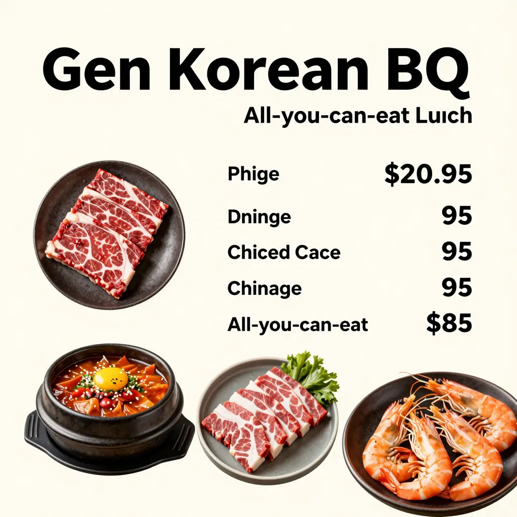 Gen Korean BBQ Lunch Menu Prices